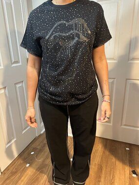 Rolling Stones Paint It Black Band Tee with Upcycled Rhinestones